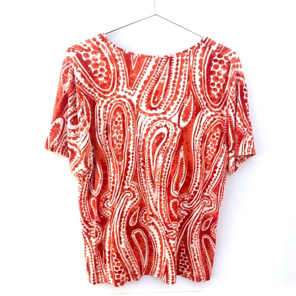 CHICO's Pumpkin Orange Paisley Pattern Top - Picture 2 of 4